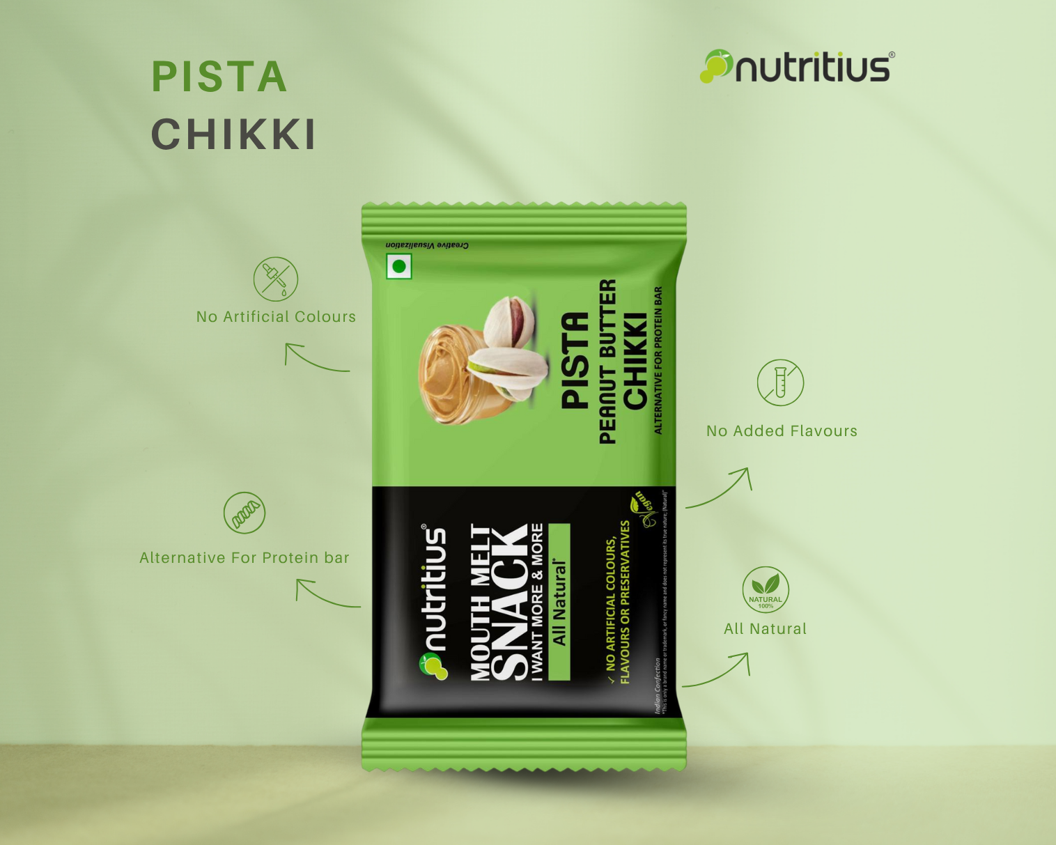 Pista Peanut Butter Chikki, 125 gm X 6 pack