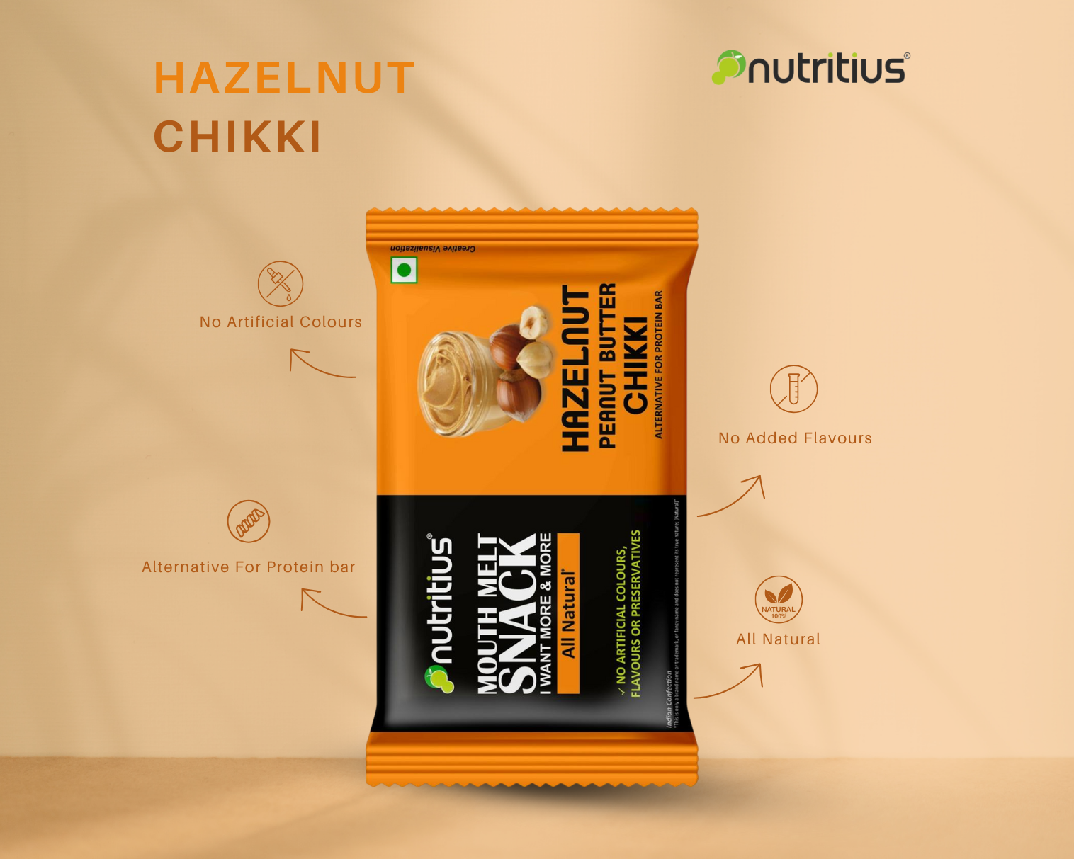 Hazelnut Butter Chikki,  125 gm X 6 pack