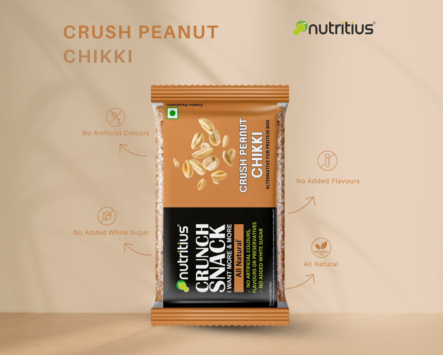 Crush Peanut Chikki, 125 gm X 6 pack