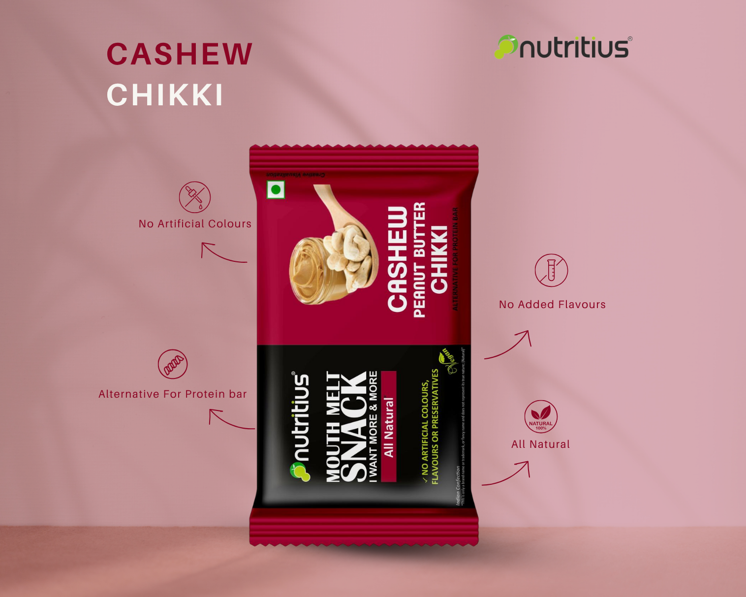 Cashew Peanut Butter Chikki, 125 gm X 6 pack