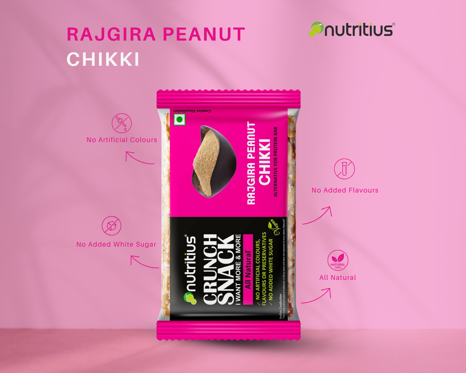 Rajgira Peanut Chikki, 100 gm X 6 pack